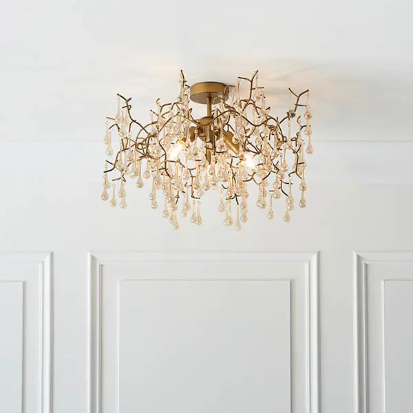 Colin Aged Gold & Champagne Semi Flush Fitting