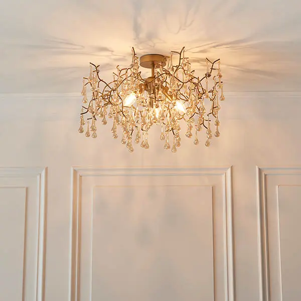 Colin Aged Gold & Champagne Semi Flush Fitting