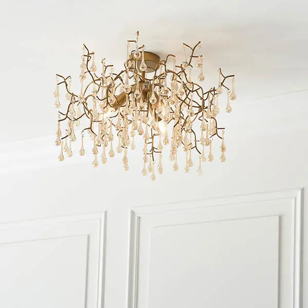 Colin Aged Gold & Champagne Semi Flush Fitting