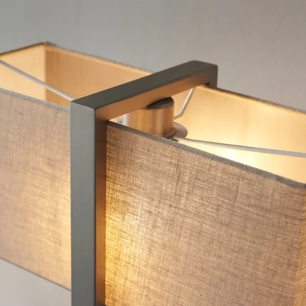 Classic Nickel Table Lamp with Natural Shade