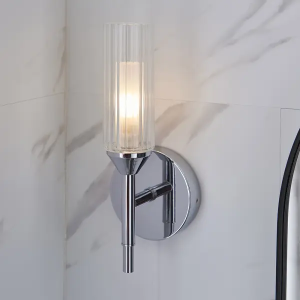 Natori Modern Single Wall Light in Polished Chrome