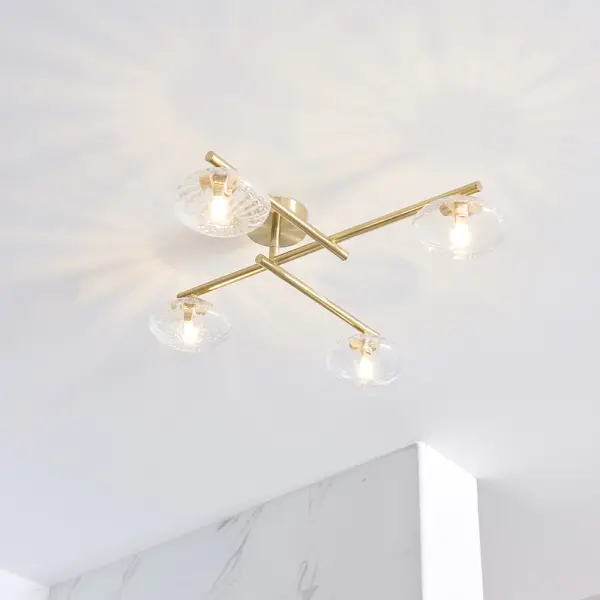 Mobias Satin Brass 4 Light Semi Flush IP44