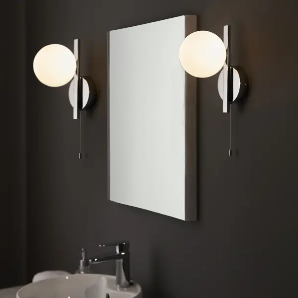 Spa Chrome Wall Light with Opal Shade