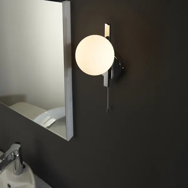 Spa Chrome Wall Light with Opal Shade