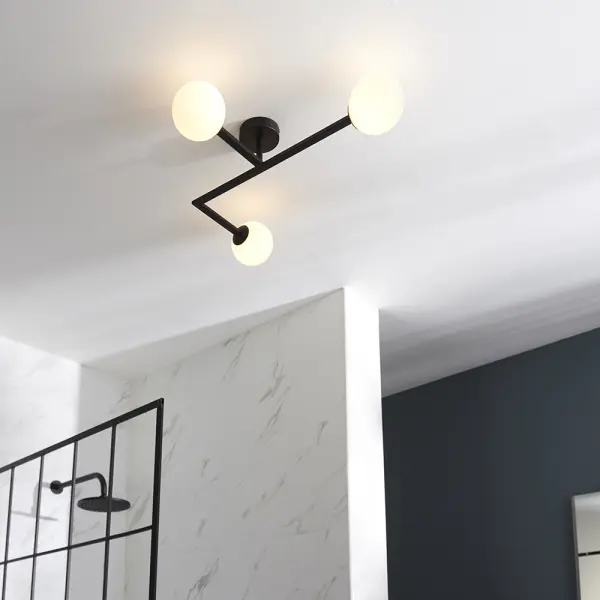 Spa Black 3 Light Semi Flush Light