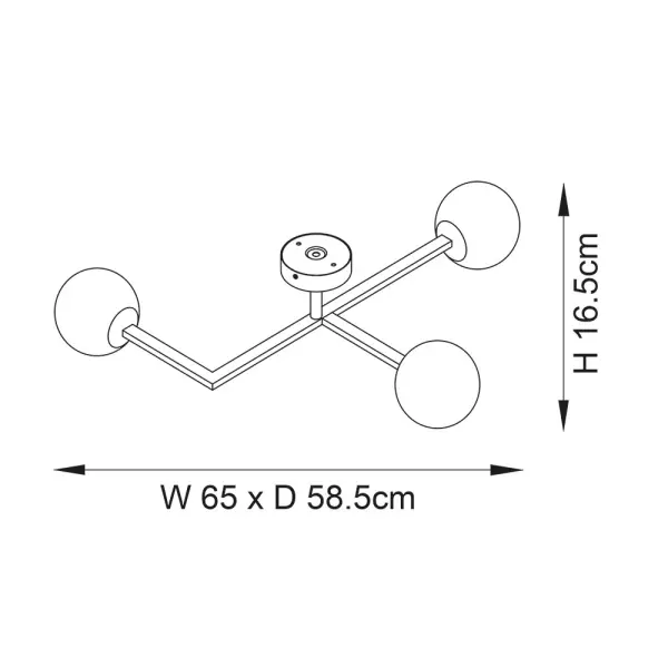 Spa Black 3 Light Semi Flush Light