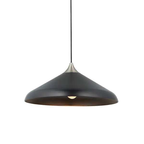 Coned Matt Black & Nickel Single Pendant