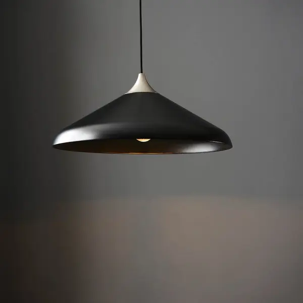 Coned Matt Black & Nickel Single Pendant