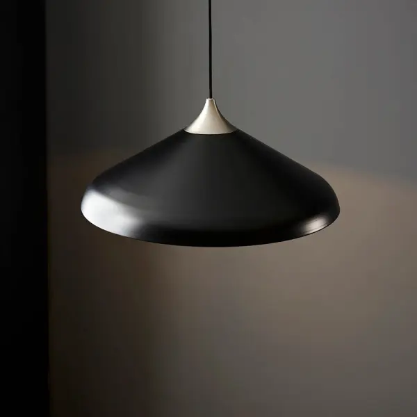 Coned Matt Black & Nickel Single Pendant