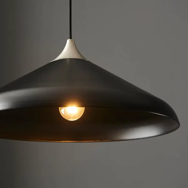 Coned Matt Black & Nickel Single Pendant