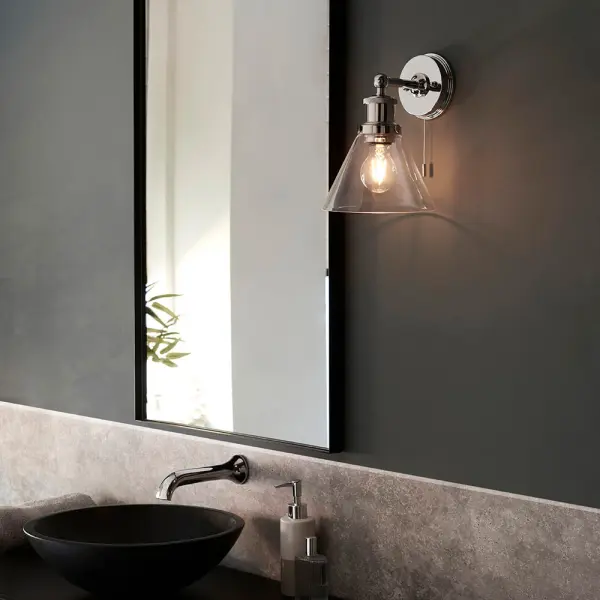 Toulon Chrome Wall Light IP44 with Clear Glass