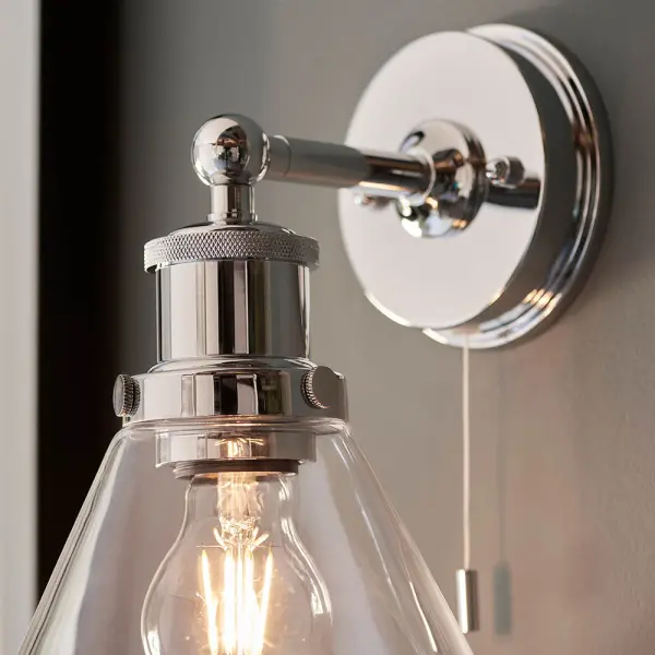 Toulon Chrome Wall Light IP44 with Clear Glass