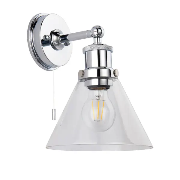 Toulon Chrome Wall Light IP44 with Clear Glass