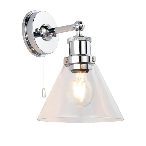 Toulon Chrome Wall Light IP44 with Clear Glass