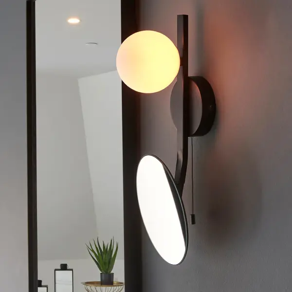 Black Opal Wall Light C/W Mirror IP44