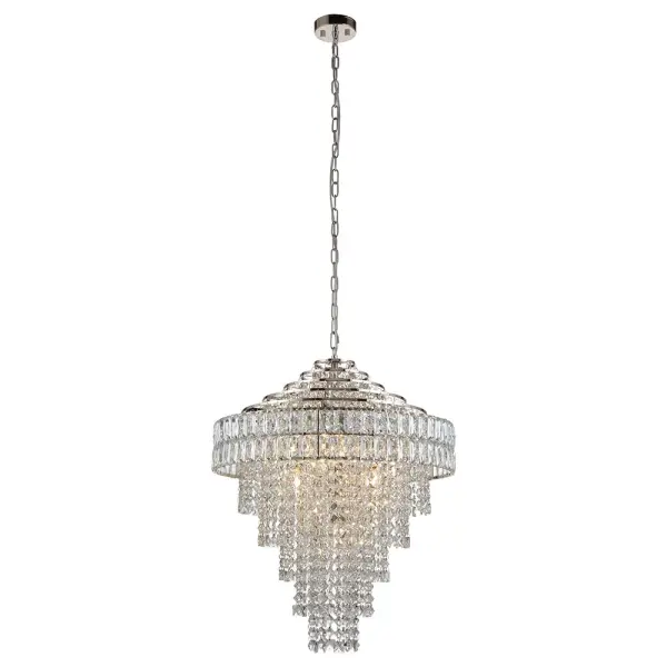 Ellie 7 Light Tiered Polished Nickel Crystal Pendant