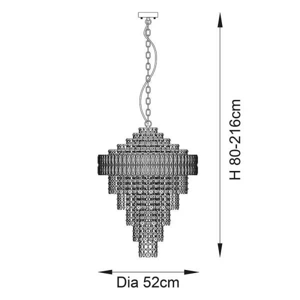 Ellie 7 Light Tiered Polished Nickel Crystal Pendant