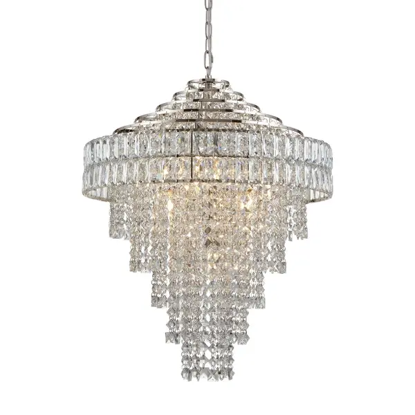 Ellie 7 Light Tiered Polished Nickel Crystal Pendant