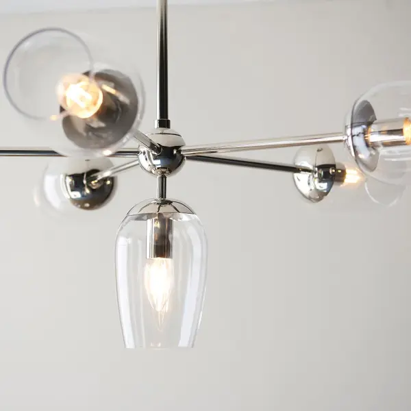 Maeve 6 Light Bright Nickel Pendant with Adjustable Stem