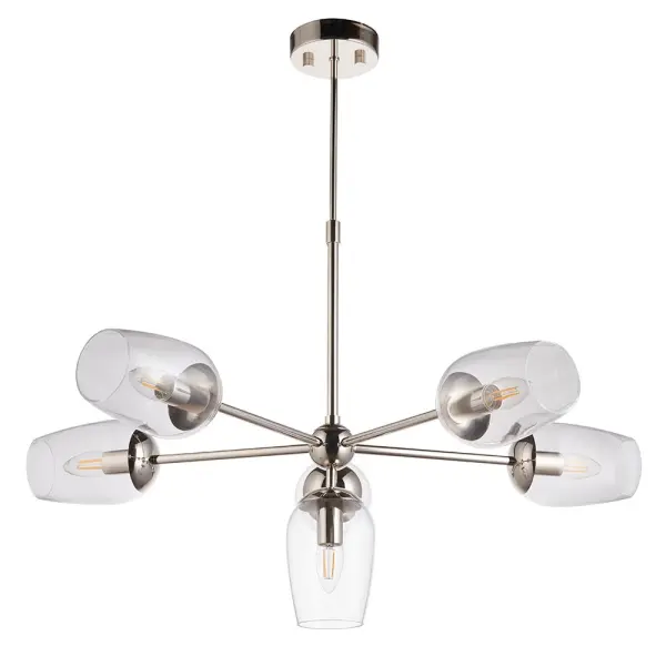 Maeve 6 Light Bright Nickel Pendant with Adjustable Stem