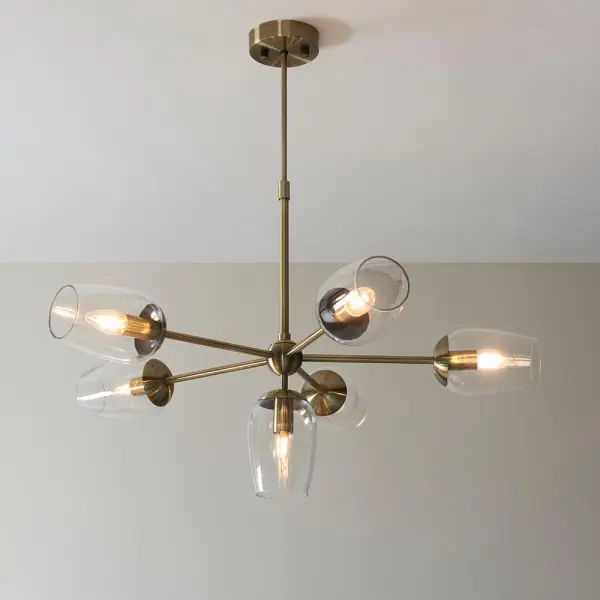 Maeve 6 Light Antique Brass Pendant with Adjustable Stem
