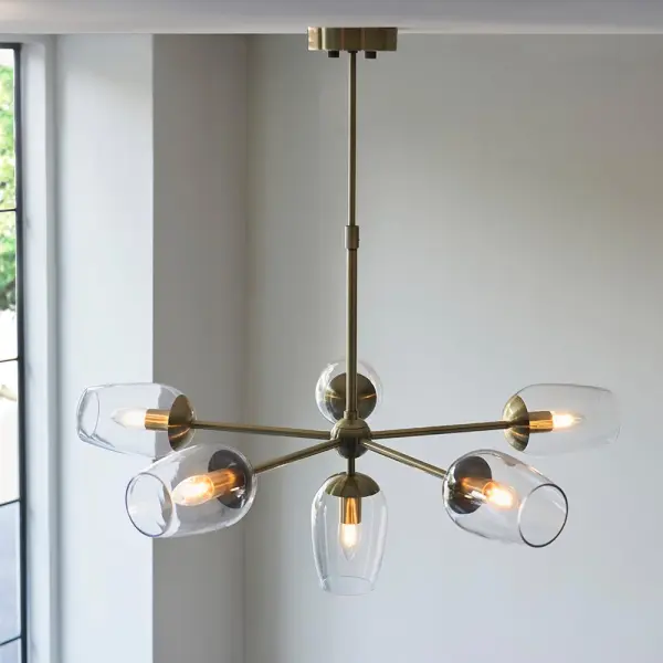 Maeve 6 Light Antique Brass Pendant with Adjustable Stem