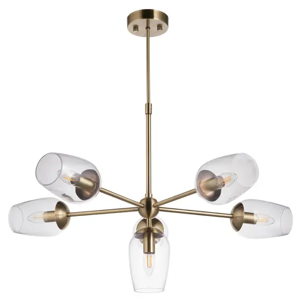 Maeve 6 Light Antique Brass Pendant with Adjustable Stem