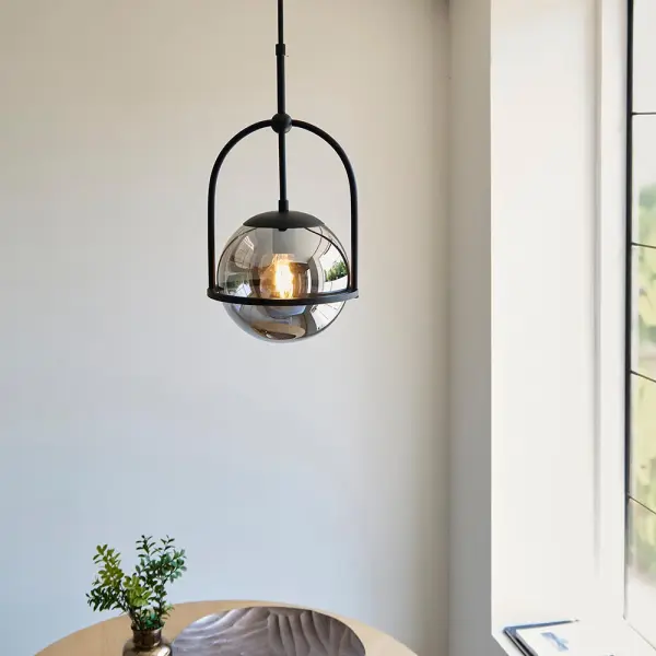 Erin Single Black Pendant C/W Smoked Shade