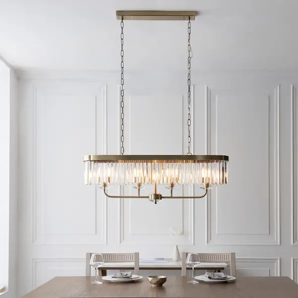 Carol Antique Brass & Crystal Linear Pendant
