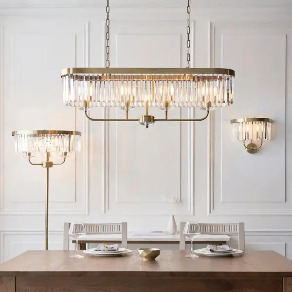 Carol Antique Brass & Crystal Linear Pendant