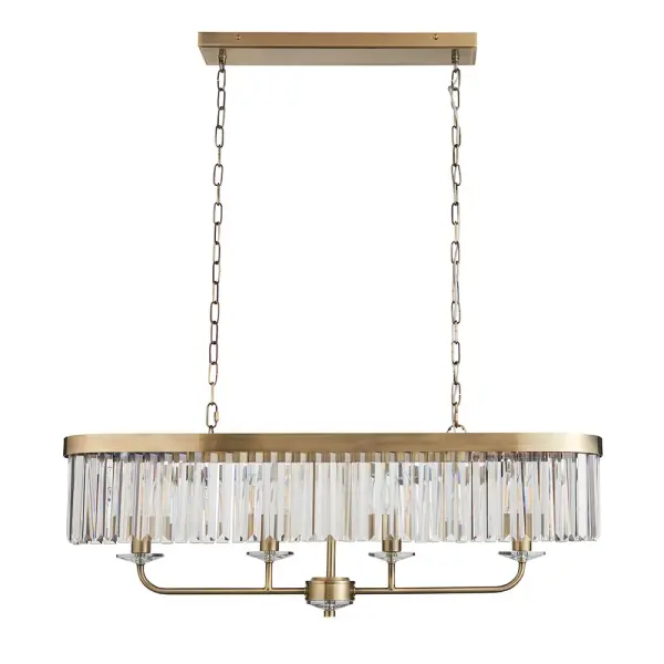 Carol Antique Brass & Crystal Linear Pendant