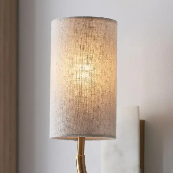 Ellie Curved Brass & Marble Wall Light with Cylinder Shade