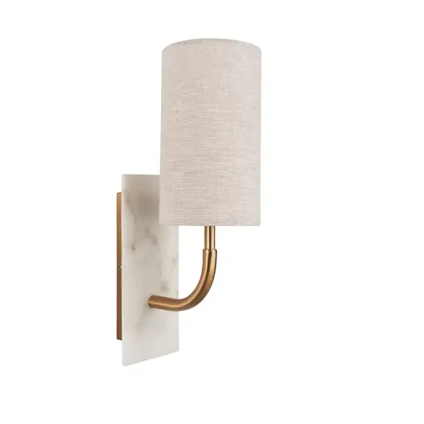 Ellie Curved Brass & Marble Wall Light with Cylinder Shade