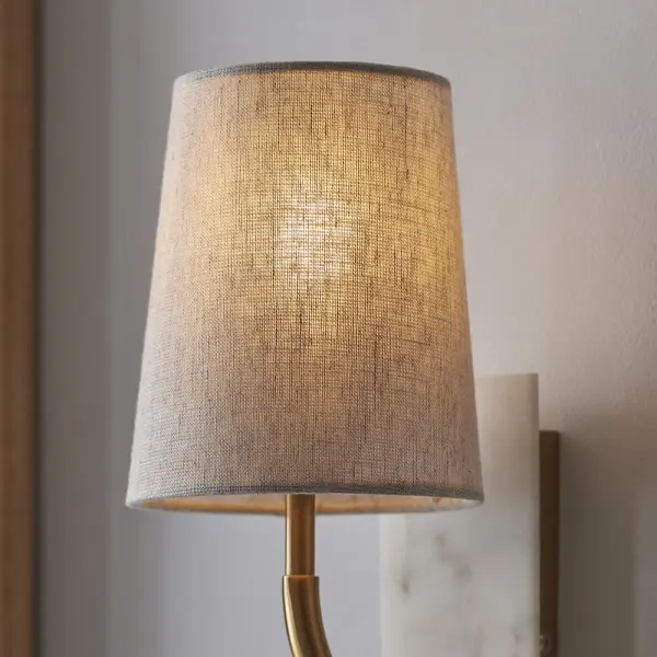 Ellie Curved Brass & Marble Wall Light with Tapered Shade