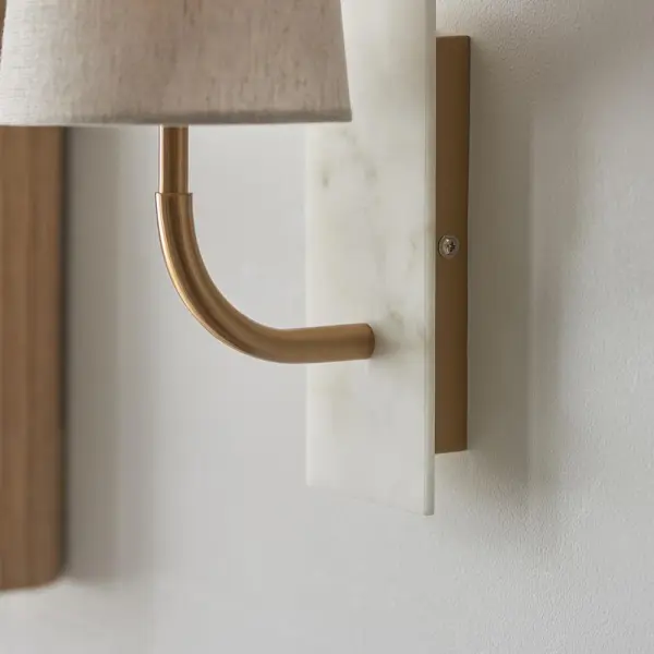 Ellie Curved Brass & Marble Wall Light with Tapered Shade
