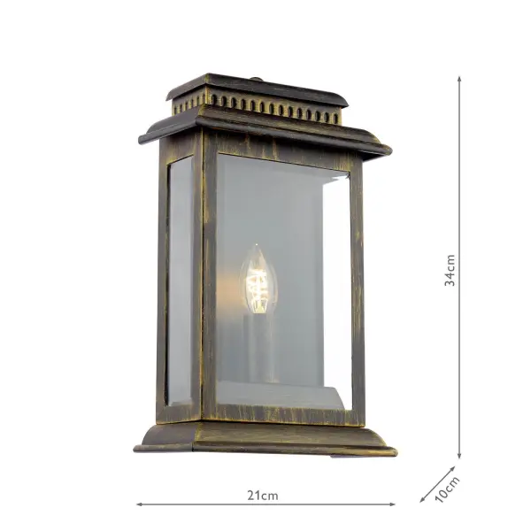 Wrest Park Brushed Black & Gold Outdoor Wall Light