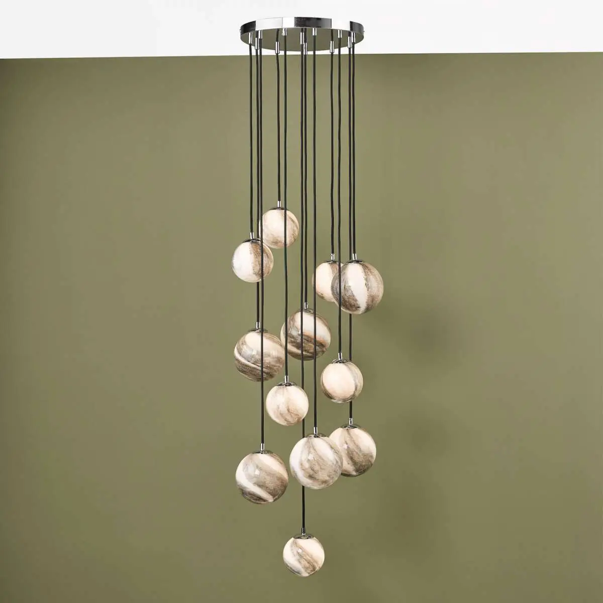 Mikara 12 Light Cluster Pendant Polished Chrome Glass 2.5M