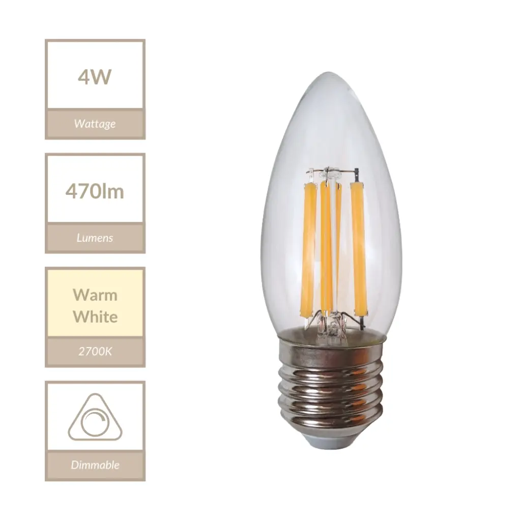 4W E27 Dimmable Candle Bulb in Warm White