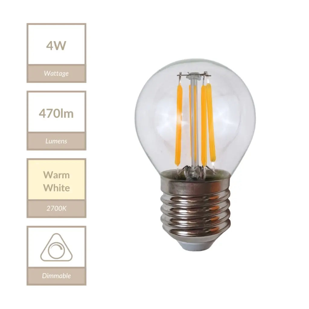 4W E27 Dimmable Golf Ball Bulb in Warm White