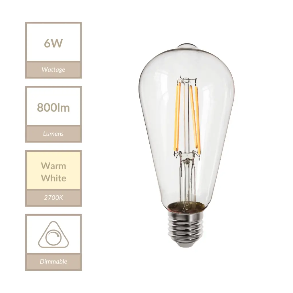 6W Clear Glass Dimmable E27 Squirrel Bulb in Warm White