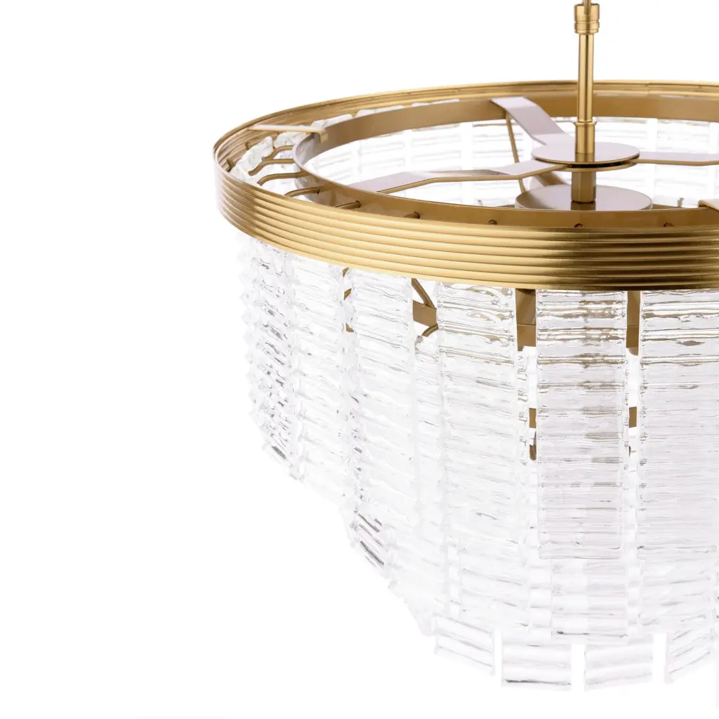 Moesha 6 Light Natural Brass & Ribbed Glass Pendant