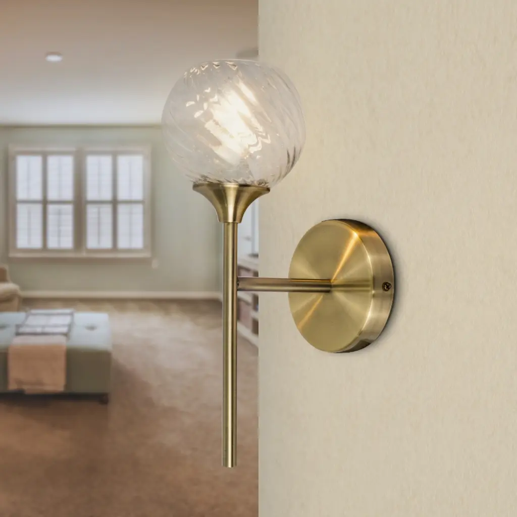Mona Antique Brass Wall Light