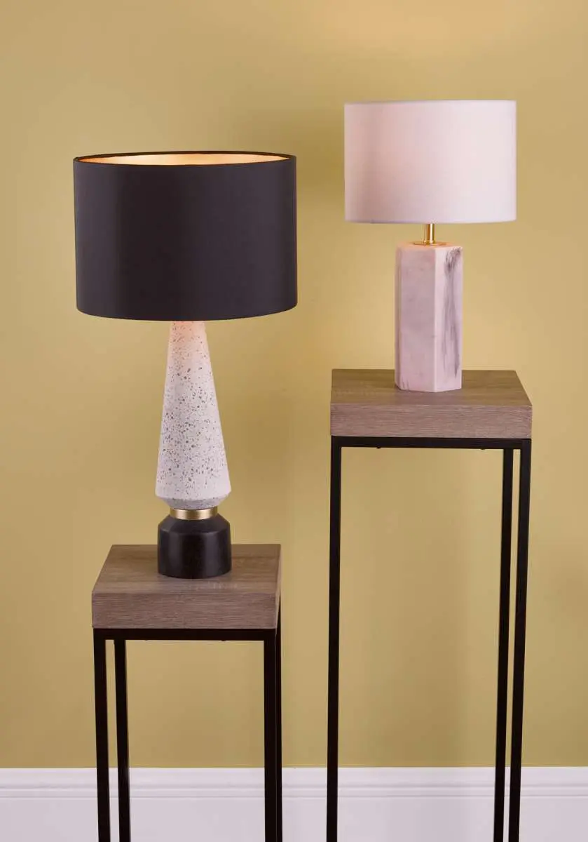 Nalani Table Lamp Pink & Marble Effect With Shade