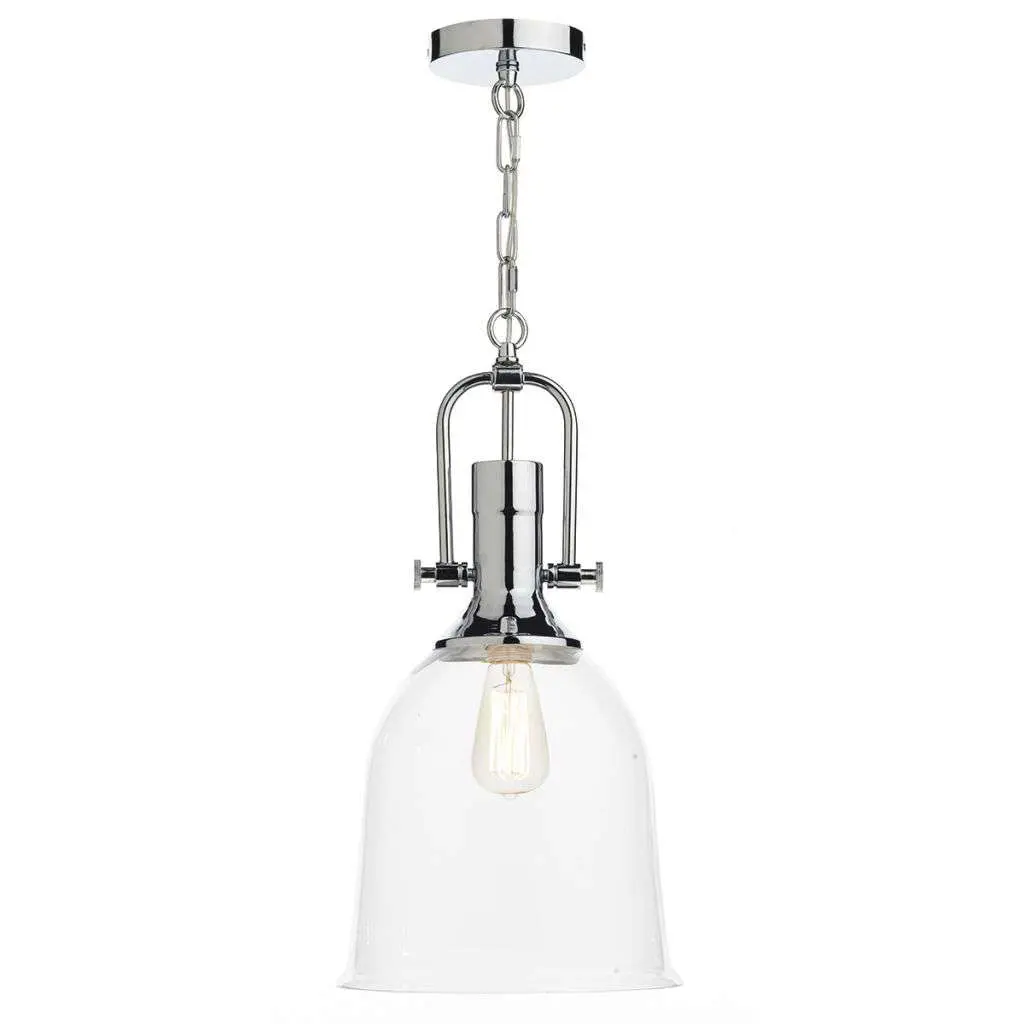 Nolan 1 Light Pendant Polished Chrome & Clear Glass