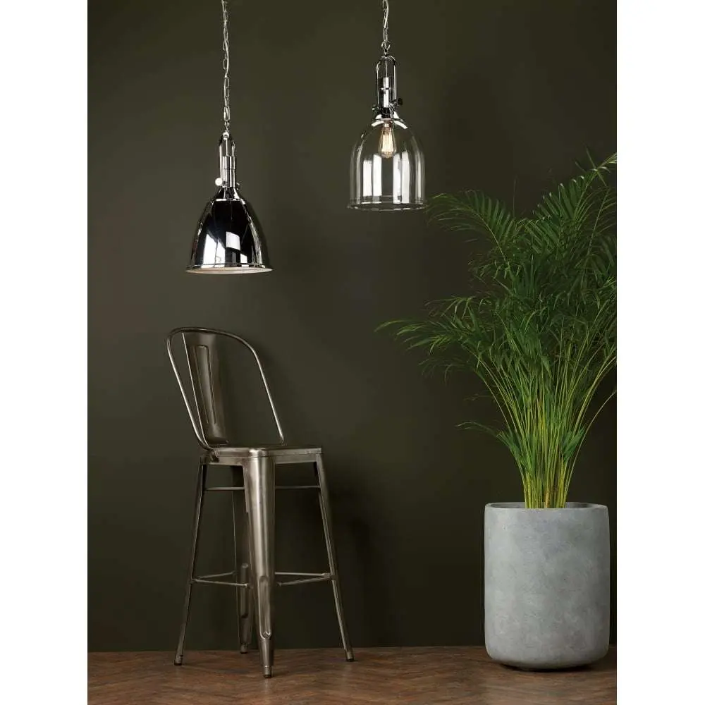 Nolan 1 Light Pendant Polished Chrome & Clear Glass