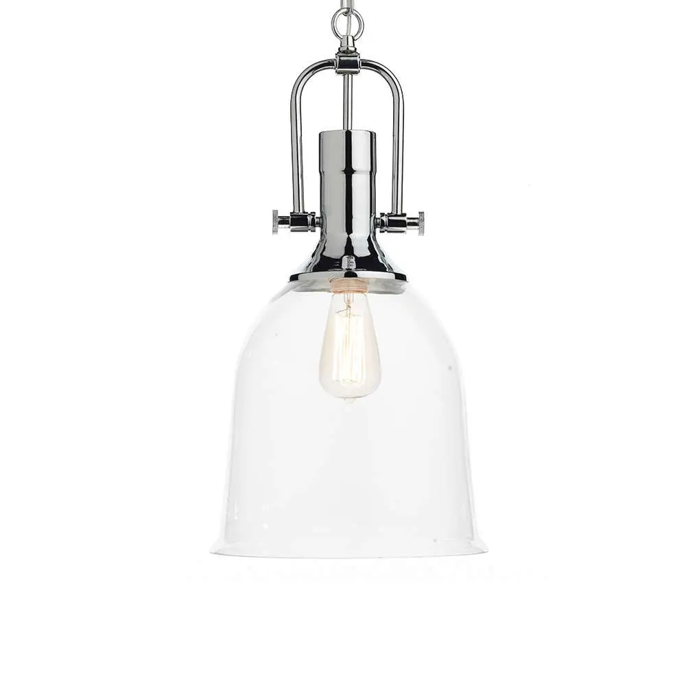 Nolan 1 Light Pendant Polished Chrome & Clear Glass