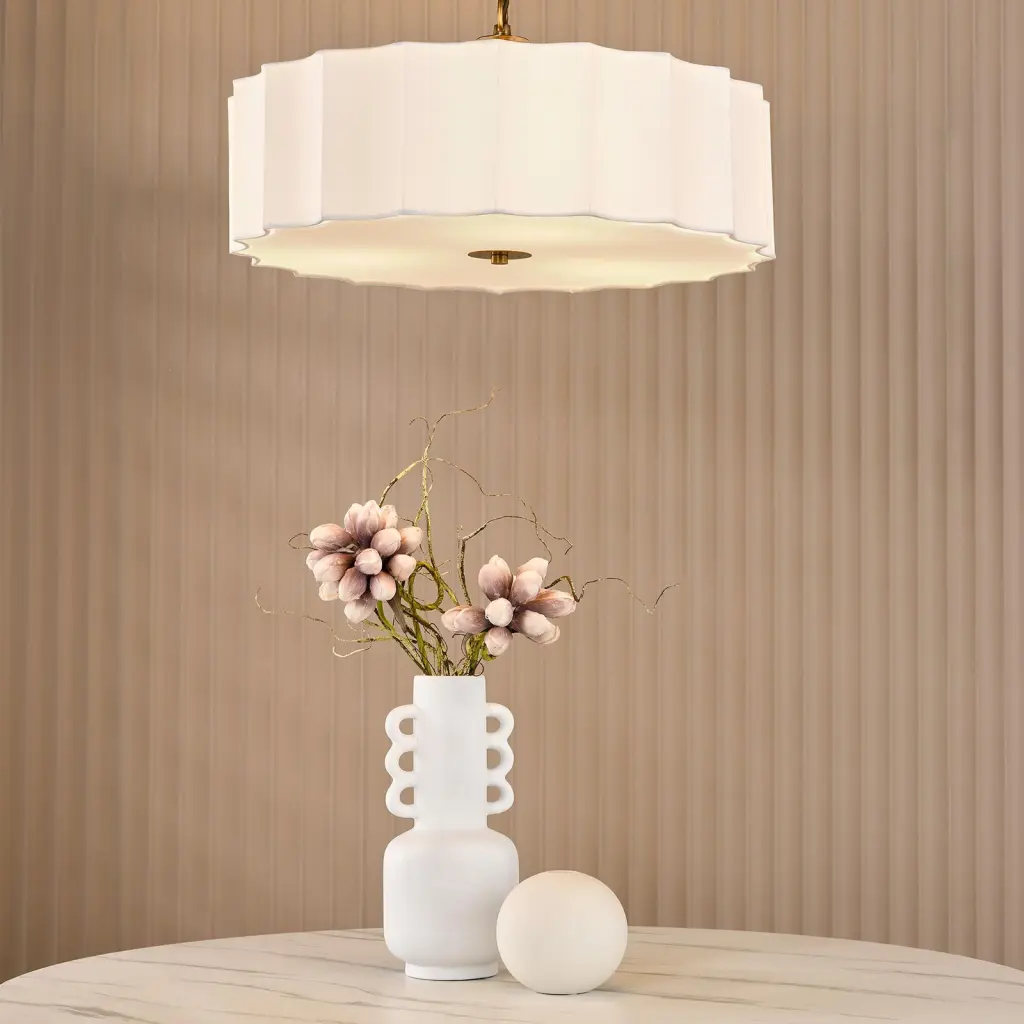 Noura 3 Light Bronze Ceiling Pendant with Ivory Shade
