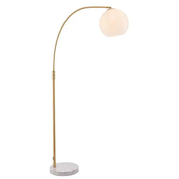 Otto Floor Lamp in Brushed Brass with Gloss Opal Glass