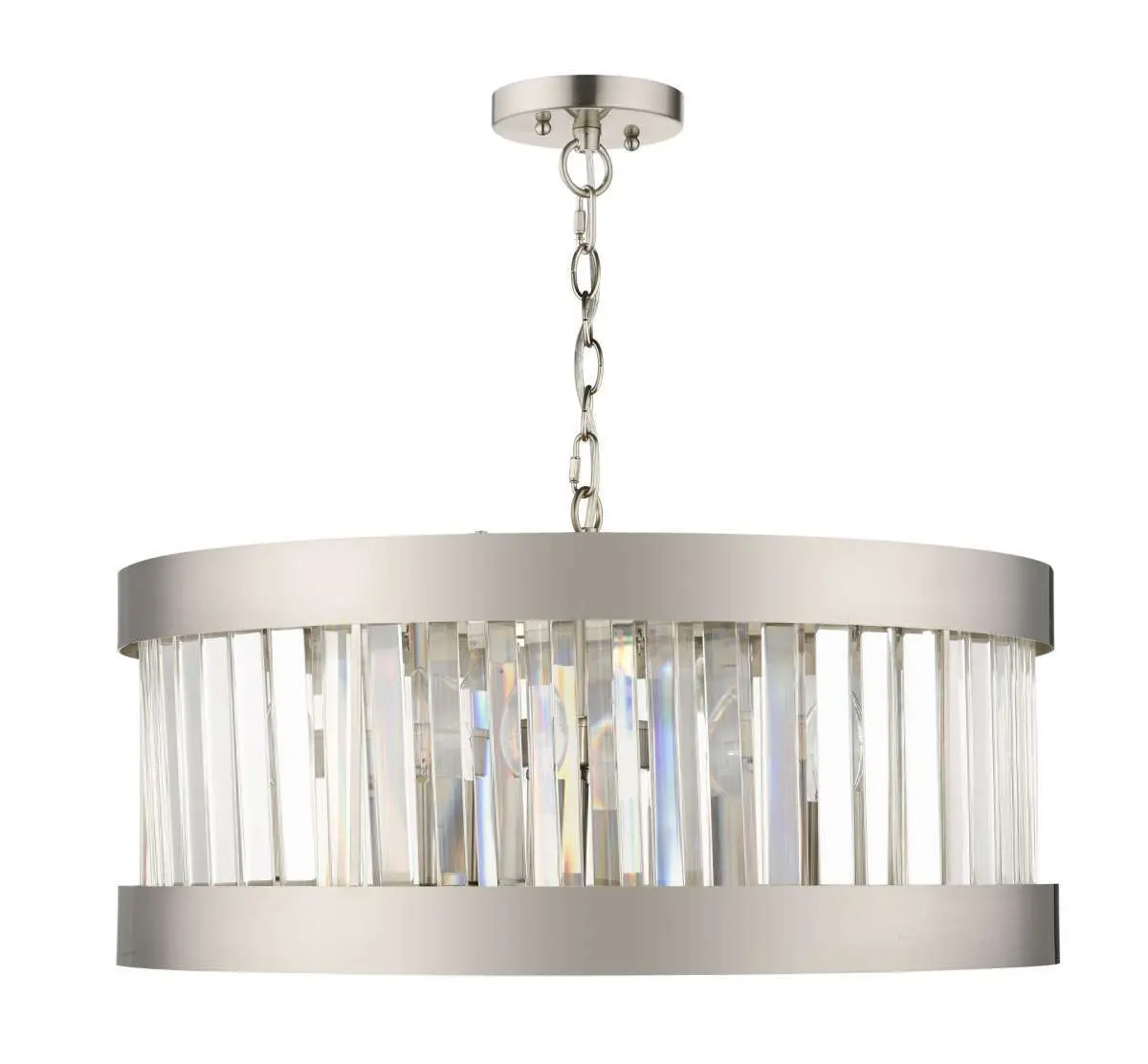 Pandora 5 Light Crystal Pendant Satin Chrome