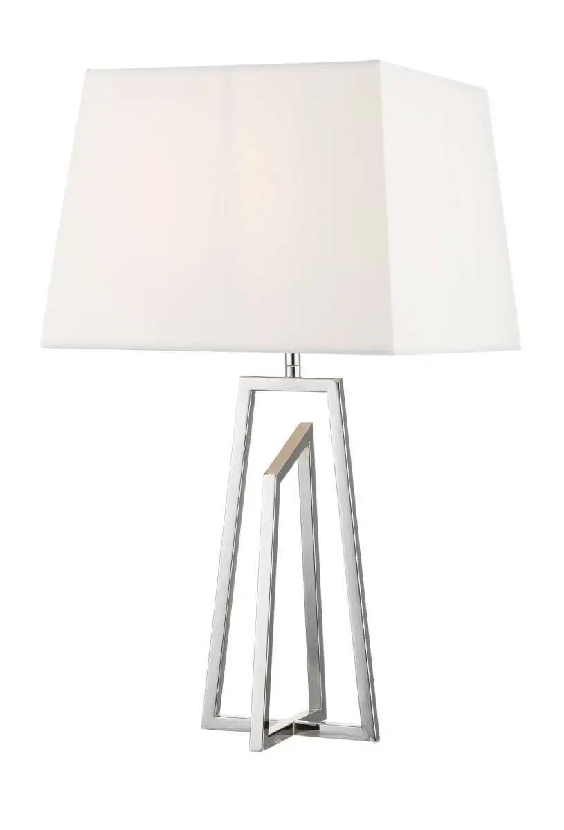 Plaza Polished Chrome Table Lamp c/w Square Shade